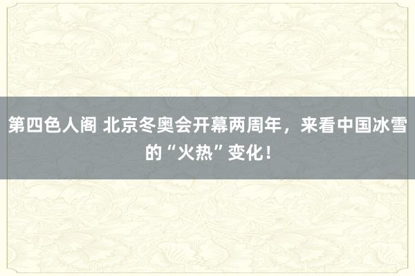 第四色人阁 北京冬奥会开幕两周年，来看中国冰雪的“火热”变化！