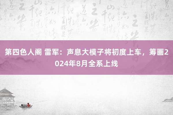 第四色人阁 雷军：声息大模子将初度上车，筹画2024年8月全系上线