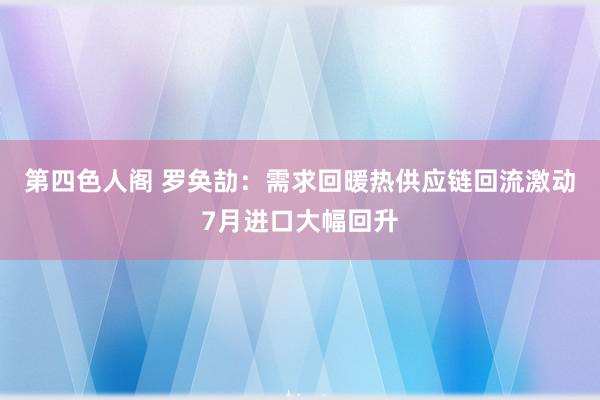 第四色人阁 罗奂劼：需求回暖热供应链回流激动7月进口大幅回升