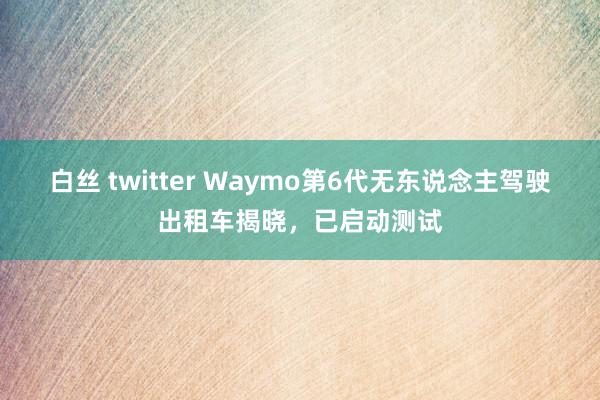 白丝 twitter Waymo第6代无东说念主驾驶出租车揭晓，已启动测试