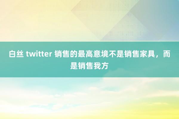 白丝 twitter 销售的最高意境不是销售家具，而是销售我方